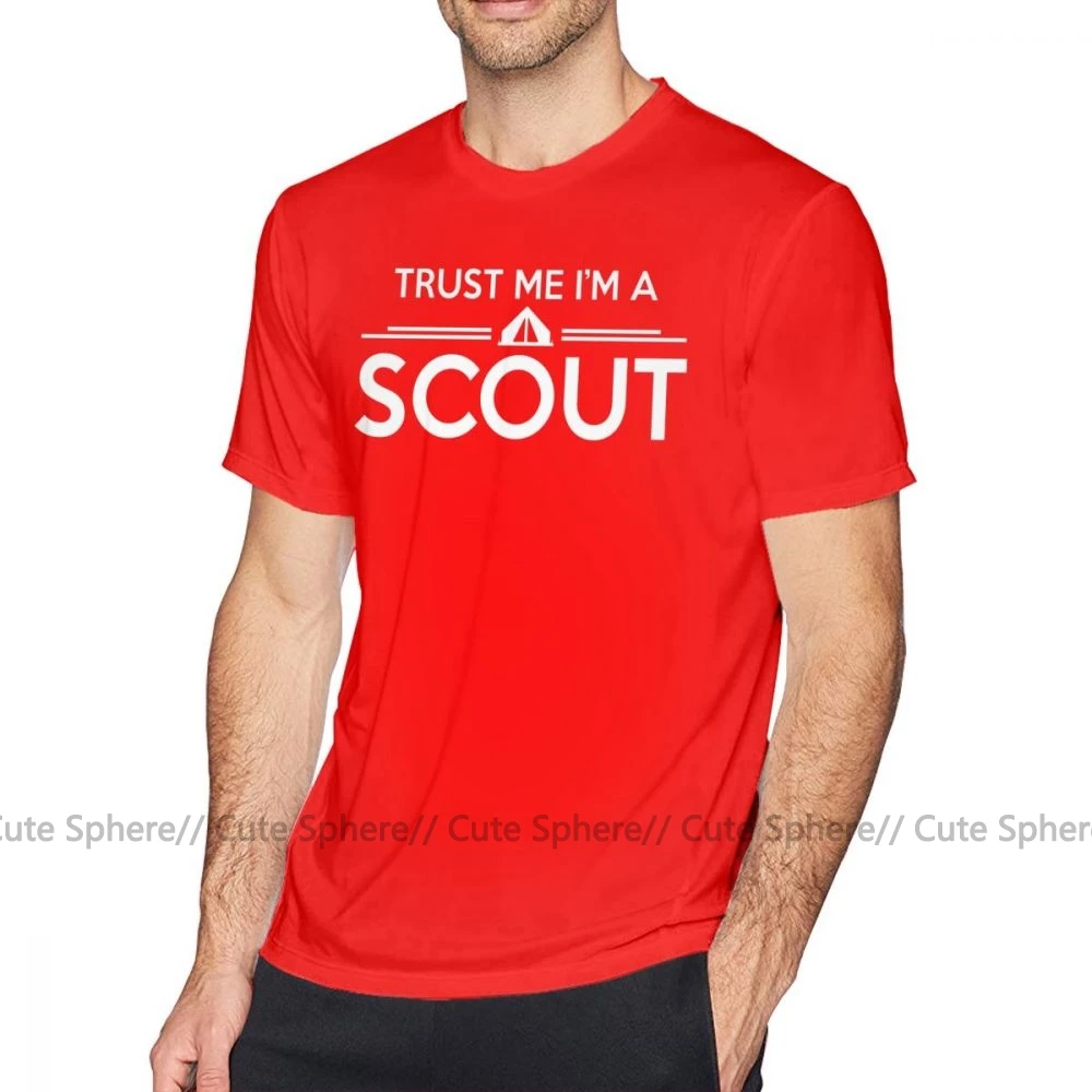 Футболка для бойскаута, Trust Me I M A Scout, Мужская футболка с принтом, большие размеры, потрясающая Пляжная футболка из 100 хлопка - Цвет: Red