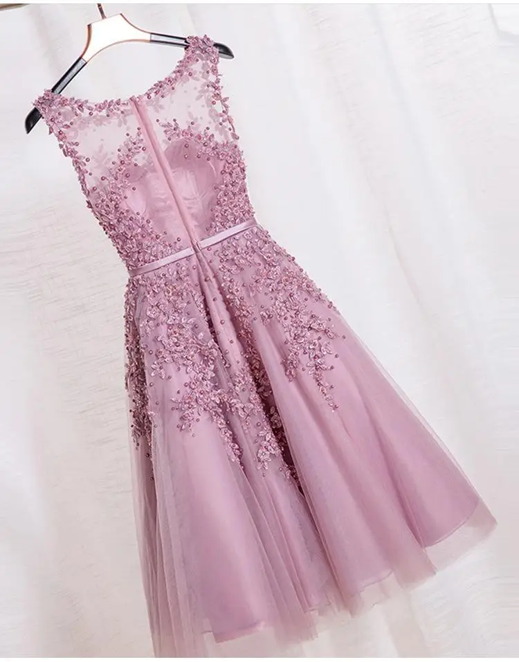 Lace night Gown Party dresses Dusty Rose  Dress  Pearls Lace Beading Sexy celebrate Formal Dress