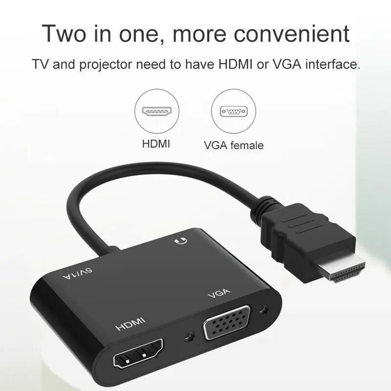 

Портативный HDMI штекер-VGA HMDI гнездо видео адаптер конвертер кабель 1080P