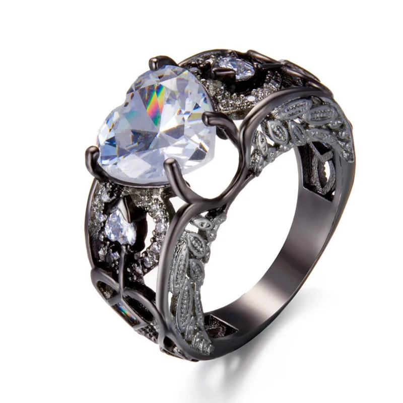 Angel Wings Black Wedding Rings for Ladies/Women Fashion Zircon Birthstone Engagement Ring Party Gift | Украшения и аксессуары