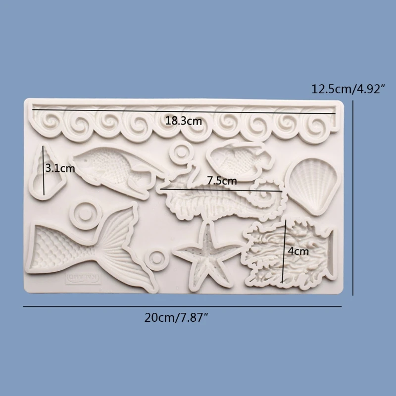 

DIY Ocean Theme Sea Cake Decor Fondant Mold Seashell Starfish Fish Tail Silicone Resin Mould Craft Making Tool