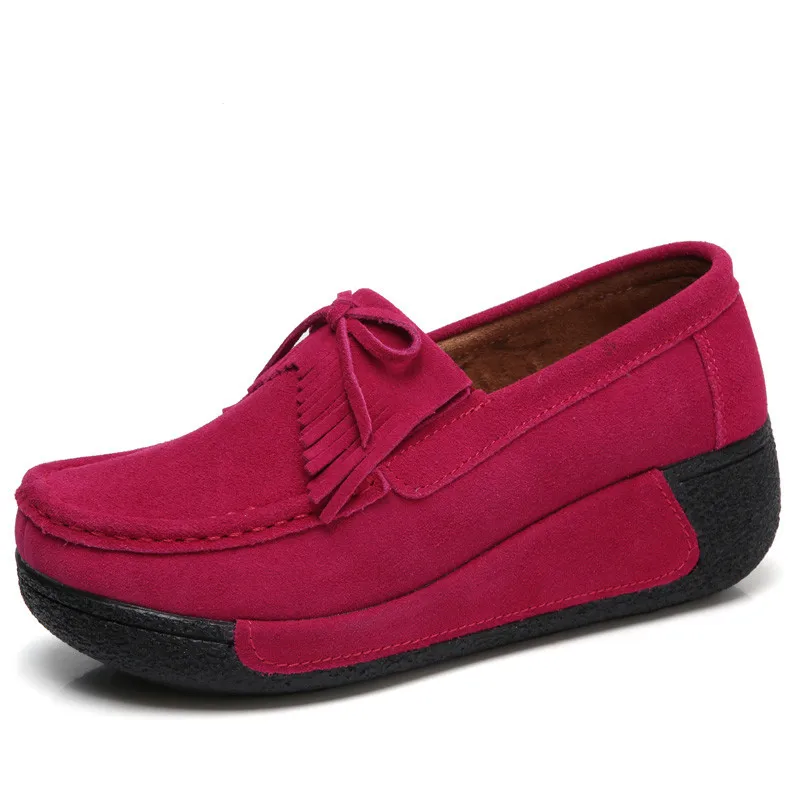 

Женские замшевые кроссовки на танкетке, из натуральной кожи