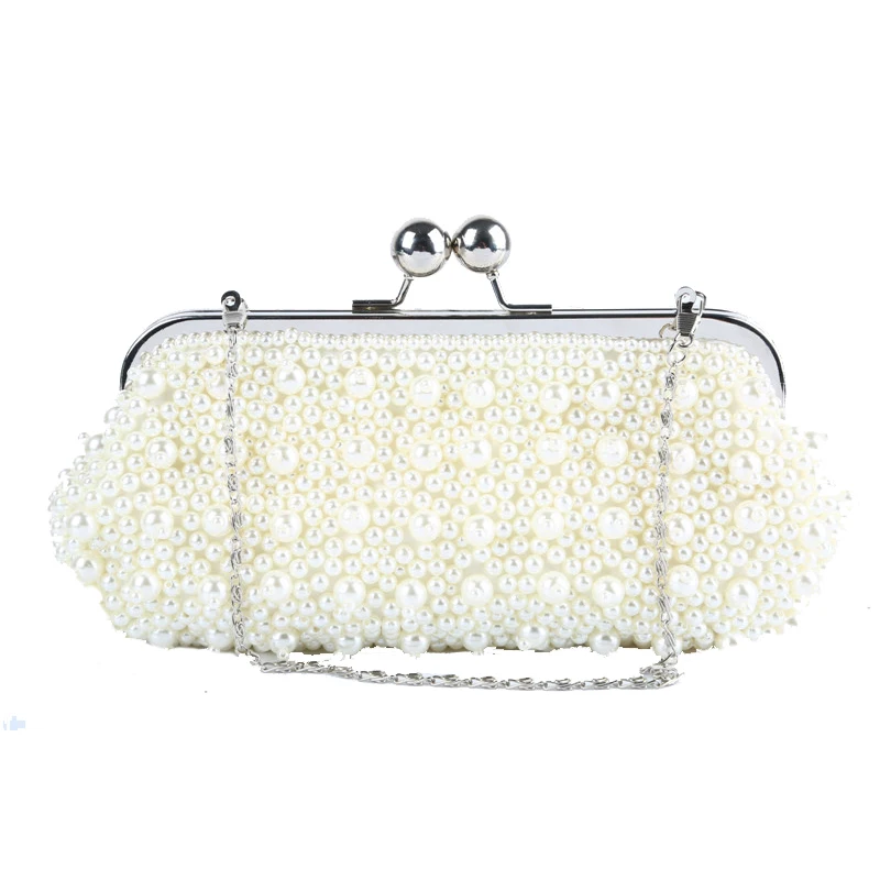 

Fashion Women Banquet Shoulder Bags Full Pearl Elegant Clutches Elegant Wedding Clutch Bags Female Crossbody Pouch Party Purse
