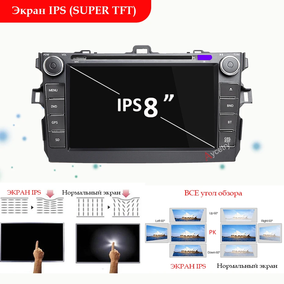 4G+ 64G 8 CORE 2 din Android 9,0 автомобильный dvd-плеер gps для Toyota Corolla 2007 2008 2009 2010 2011 Автомобильный Радио стерео usb obd2 dvr dab