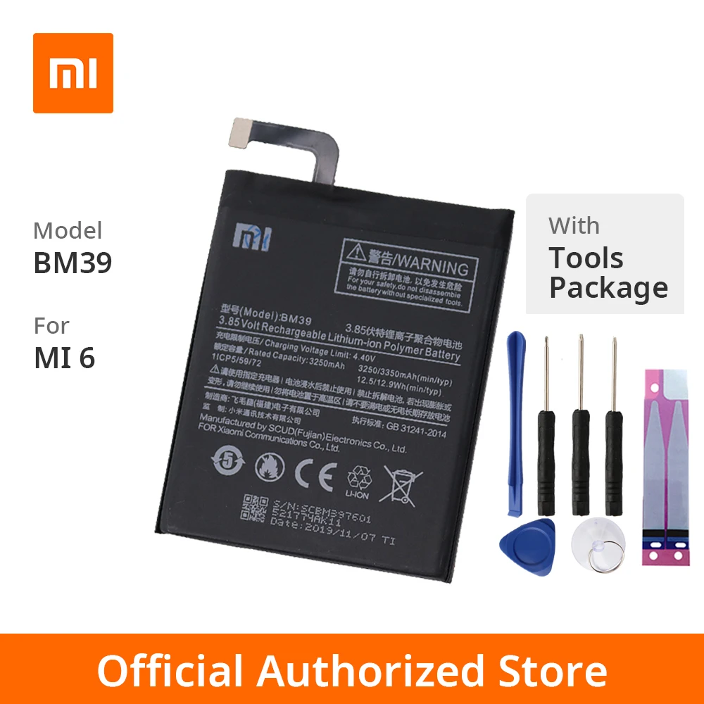Xiaomi Оригинальная батарея для телефона MI 6 модель BM39 емкость аккумулятора 3250 мАч