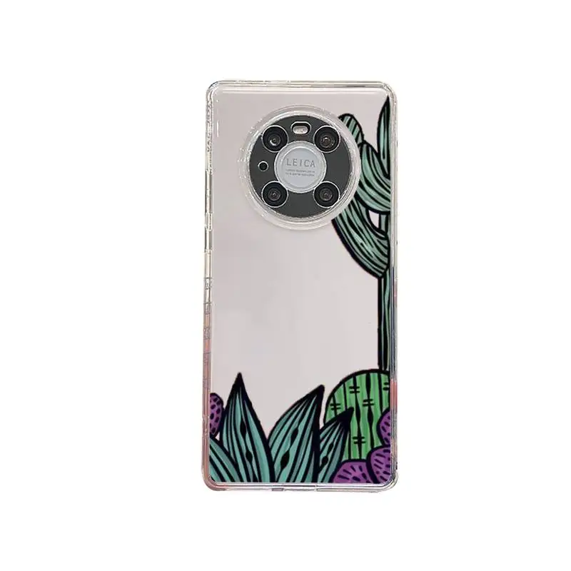 

Cartoon cactus Phone Case Transparent For Huawei Mate P honor 10 9 8 7 plus lite play 3 4 2s RS a T pro Soft TPU Mobile bags