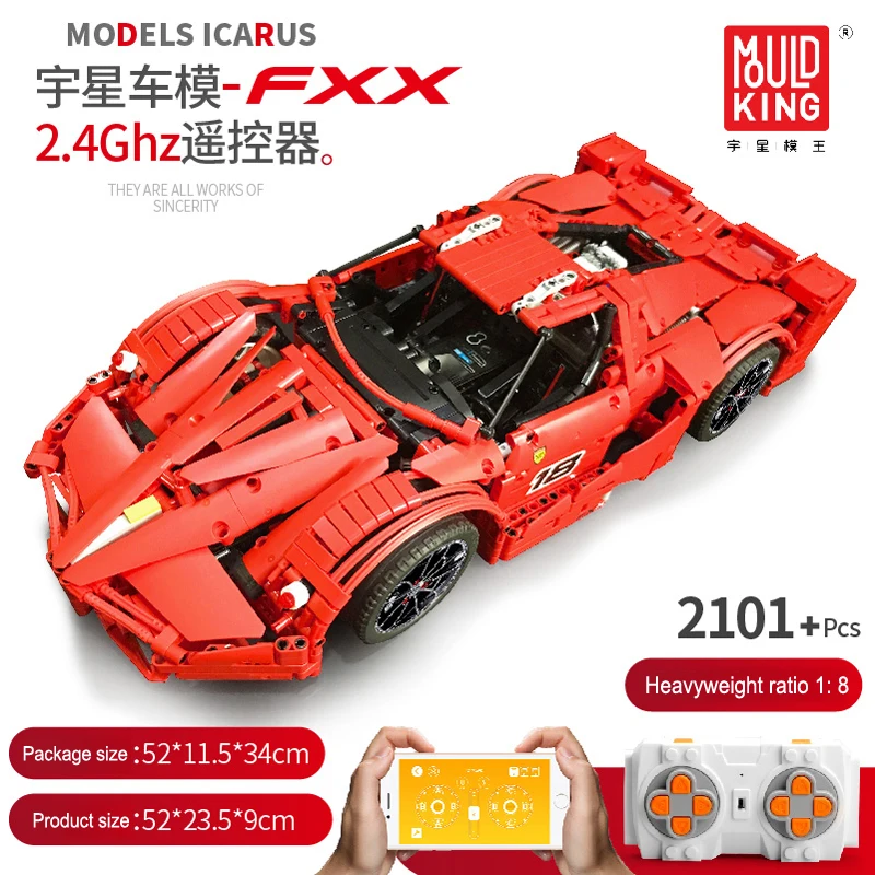 2101 шт Строительный блок Technic серии RC автомобиль Ferrari-FXX MOC-10559 Veneno Roadster с функцией