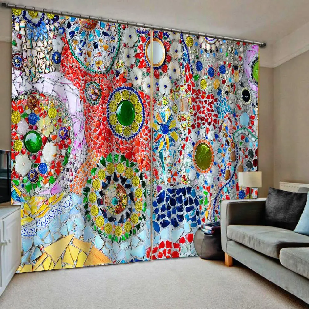 

Color stone curtains European 3D Curtains angel design Curtains For Living Room Bedroom custom curtains
