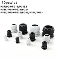 waterproof cable gland 10pcs cable entry ip68 pg7 for 3 6 5mm pg9 pg11 pg13 5 pg16 pg1921 white black nylon plastic connector