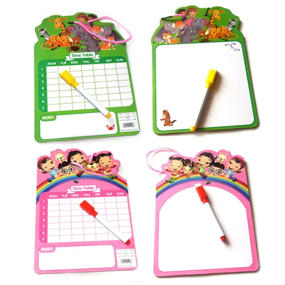 Мультяшная Двухсторонняя доска для рисования с сухими салфетками многократного