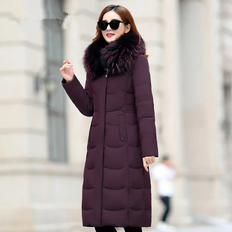Женский пуховик зимняя куртка Женская парка с воротником из натурального меха
