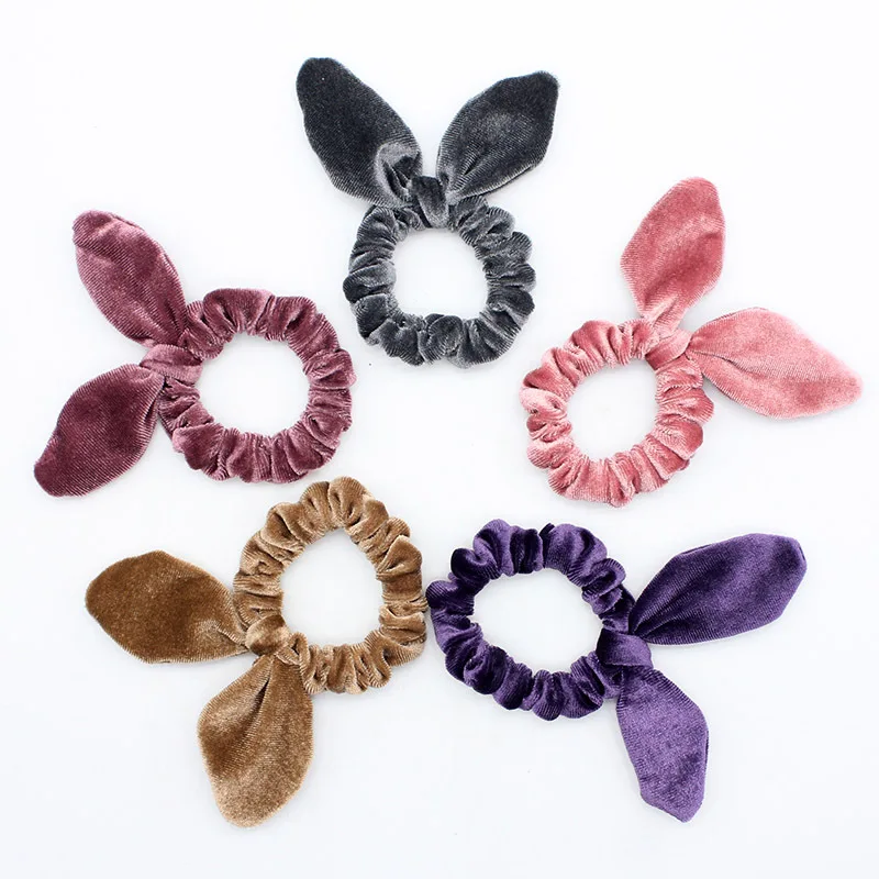 1 шт. Элегантные Бархатные резинки для волос с кроличьими ушками женщин и девочек