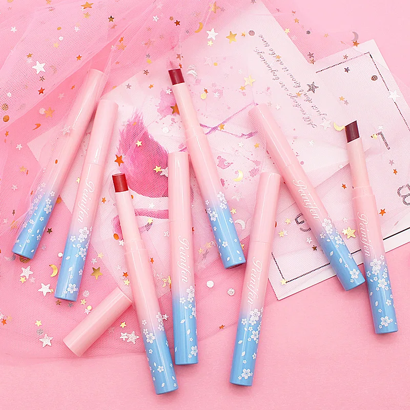 8 цветов Розовый любовь девушка сердце взрыв Губная помада увлажняющая не легко