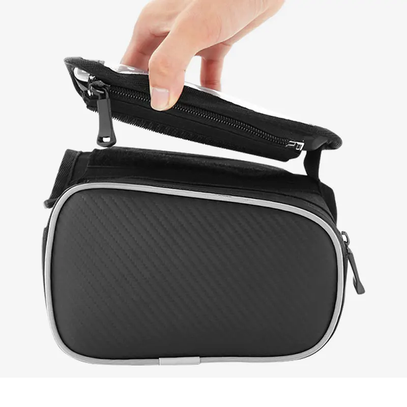 Bicycle Top Frame Bag 5.7 inch Smart Phone Pouch Touch Screen MTB Road Cross Rail Beam Upper Tube Pannier Cycling Saddle Pack | Спорт и