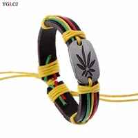retro leather bracelet jewelry jewelry rope bracelet punk jewelry jamaican reggae red yellow green mens bracelet