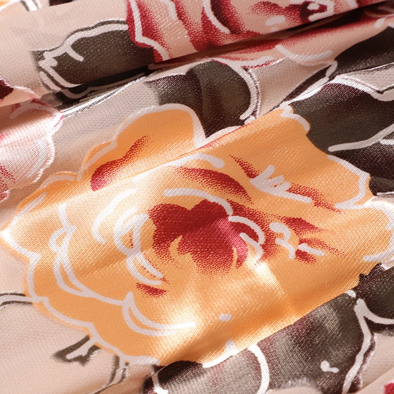 

VERDEJULIAY European Vintage Dress A-Line Women Elegant Bow Collar 2020 Spring Runway Fashion Shiny Floral Print Midi Dresses