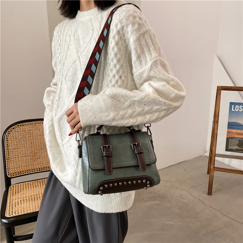 

High Quality Women Pu Leather Handbags Fashion Rivet Small Shoulder Bag Designer Ladies Crossbody Bags for Women Messenger Bags