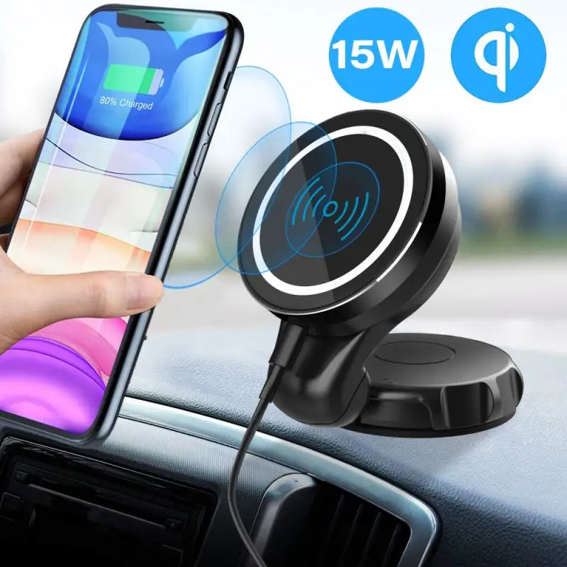 

Wireless Chargers 360Rotating Foldable Suction Cup Car Desktop Universal 15W Wireless Charger For iPhone 12 For Samsung Huawei