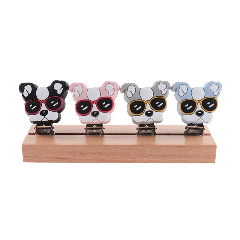 10 Uds.Clips de silicona para mordedor de Bulldog, sin BPA, cadena para chupete para beb&eacute;, collar de dentici&oacute;n, soporte para masticar, accesorios para perros de grado alimenticio-2