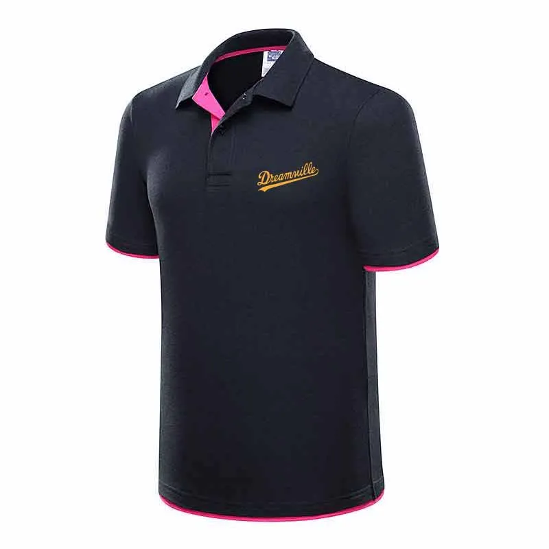 HOWLLOFTY Nova Marca мужские поло Impresso dieamuiee splice Gola Homens Camisas de algodao с коротким рукавом