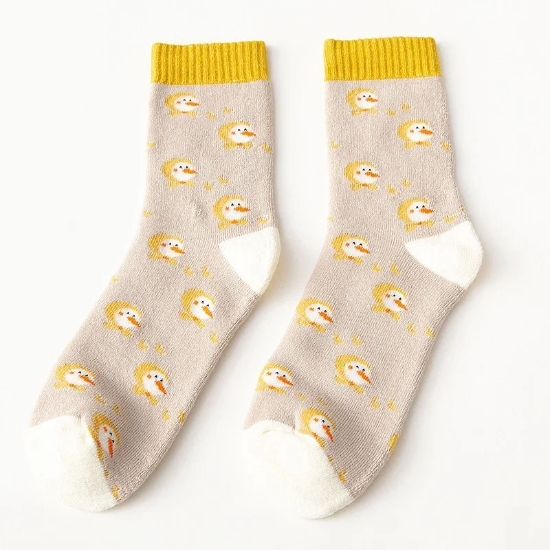 

Chick Women Sock Plaid Woman Socks Cartoon Flower Casual Cotton Sox Girls Thick Cute Street Spring Summer Japanese Skarpetki