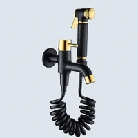toilet bidet sprayer douche kit hand held shower faucet bidet taps titanium gold and black brass shattaf copper valve jet set