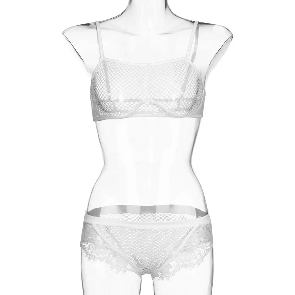 Комплект нижнего белья женский кружевной бюстгальтер с высокой талией