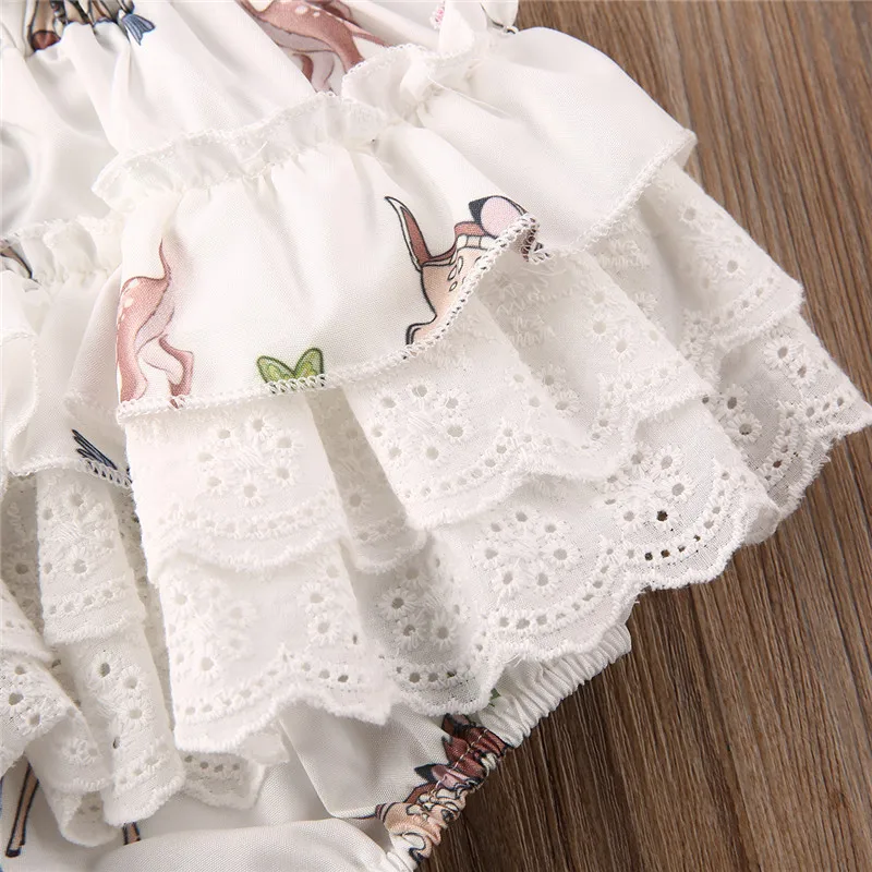 Кружевные рождественские комбинезоны с оленем для девочек 0-24 месяцев