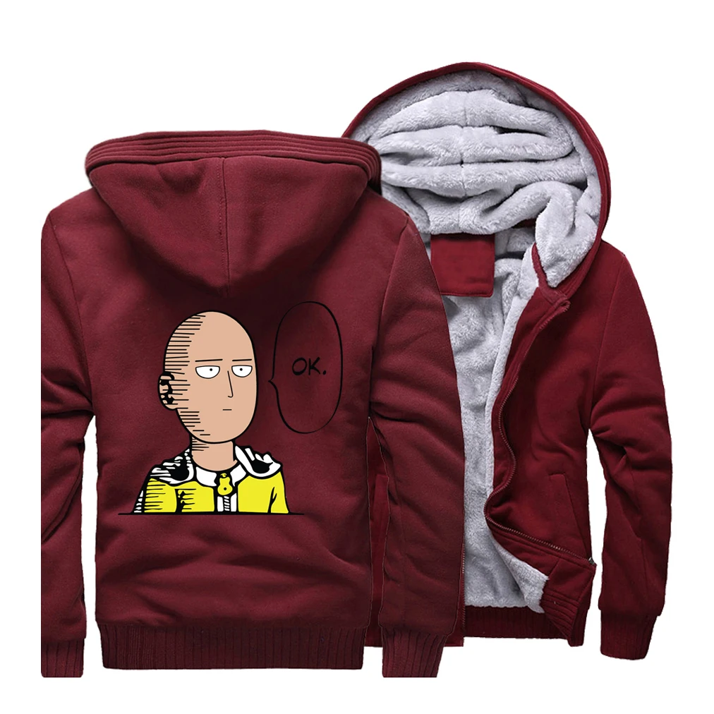 Толстовка мужская флисовая с капюшоном худи японским Аниме ONE PUNCH MAN Hero уличная