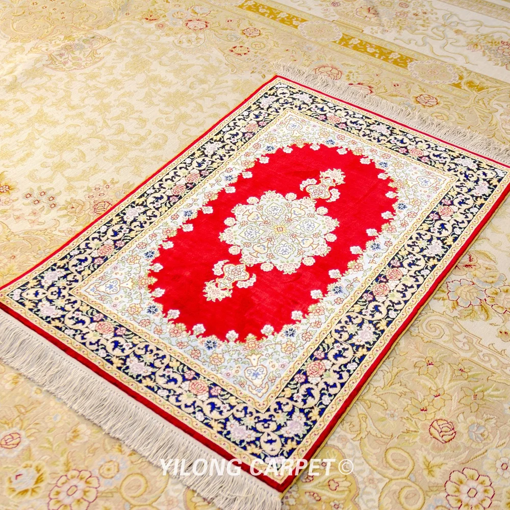 YILONG 2 'x 3' Шелковые восточные ковры и шелковые изысканные красные ручной работы