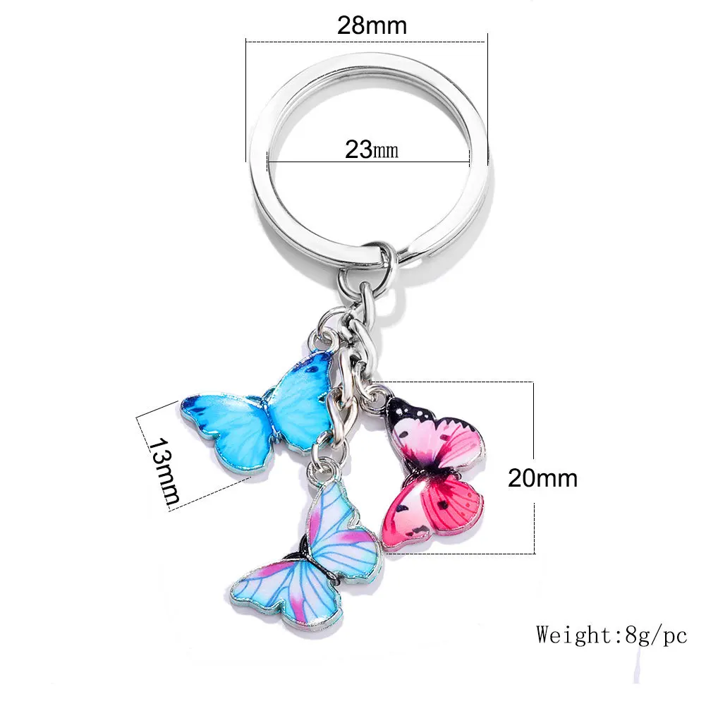 New Colorful Enamel Butterfly Keychain Insects Car Key Ring Women Bag Accessories Jewelry Gifts K4534 | Украшения и аксессуары