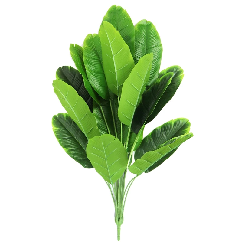 

32Inch Faux Banana Tree Tropical Monstera Leaf Fake Turtle Large Palm Leaf Fern Fake Green Bushes Shrubs 18 Leaves