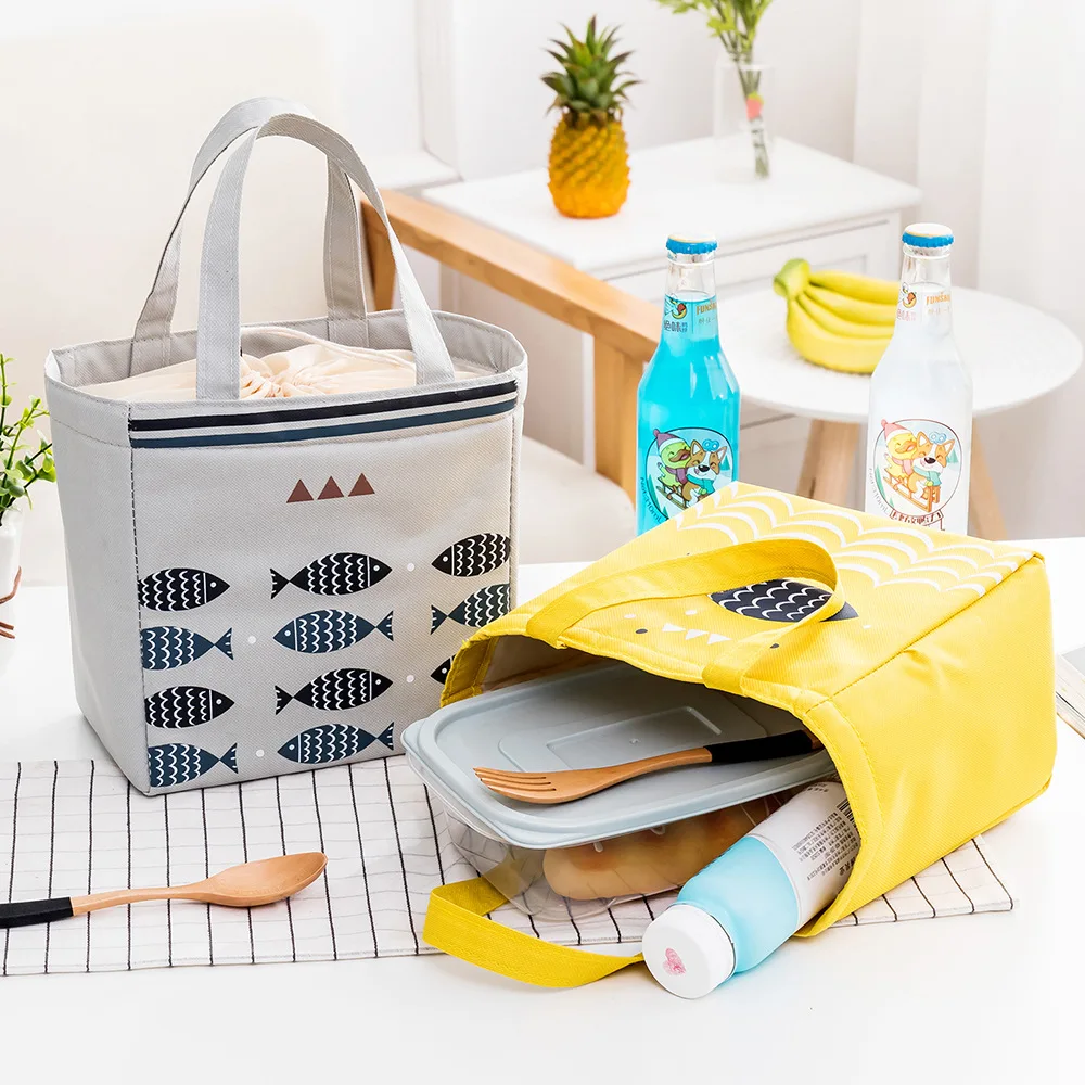 Изолированная сумка для обеда с милым мультипликационным рисунком студенческие