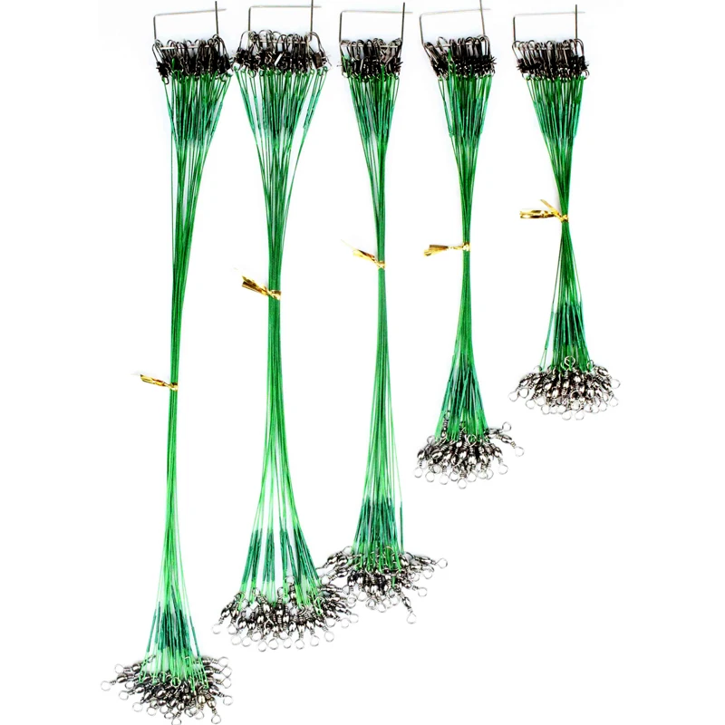 20Pcs Steel Fishing Line Steel Wire Leader With Swivel Olta Fishing Accessory Lead Core Leash Fishing Leader Wire Tackle Pesca