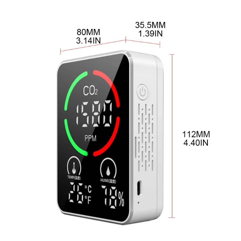 

Air Quality Monitor Co2 Monitor Indoor Temperature Humidity Tester Home Office K0AA