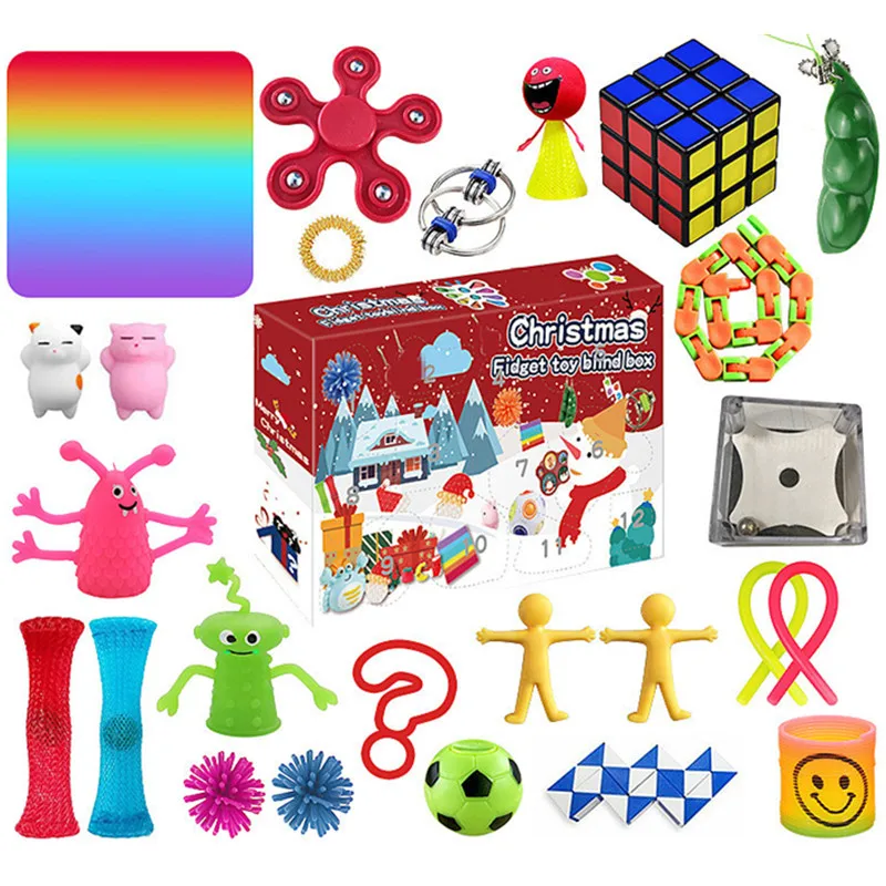 Fidget Juguetes | Juguetes Fidget | Fidget juguetes de Navidad Calendario de Adviento con 24 juguetes Anti estr&eacute;s paquete ciego caja Anti estr&eacute;s juguete de regalo de Navidad-1