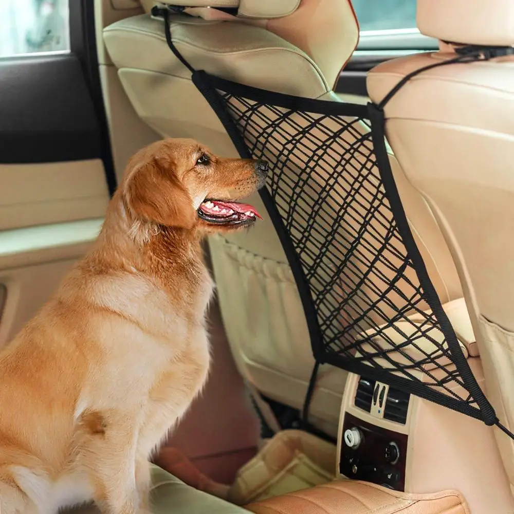 

Car Dog Barrier Auto Seat Net Organizer Universal Stretchy Car Seat Storage Mesh & Mesh Cargo Net Hook Pouch Holder Disturbing