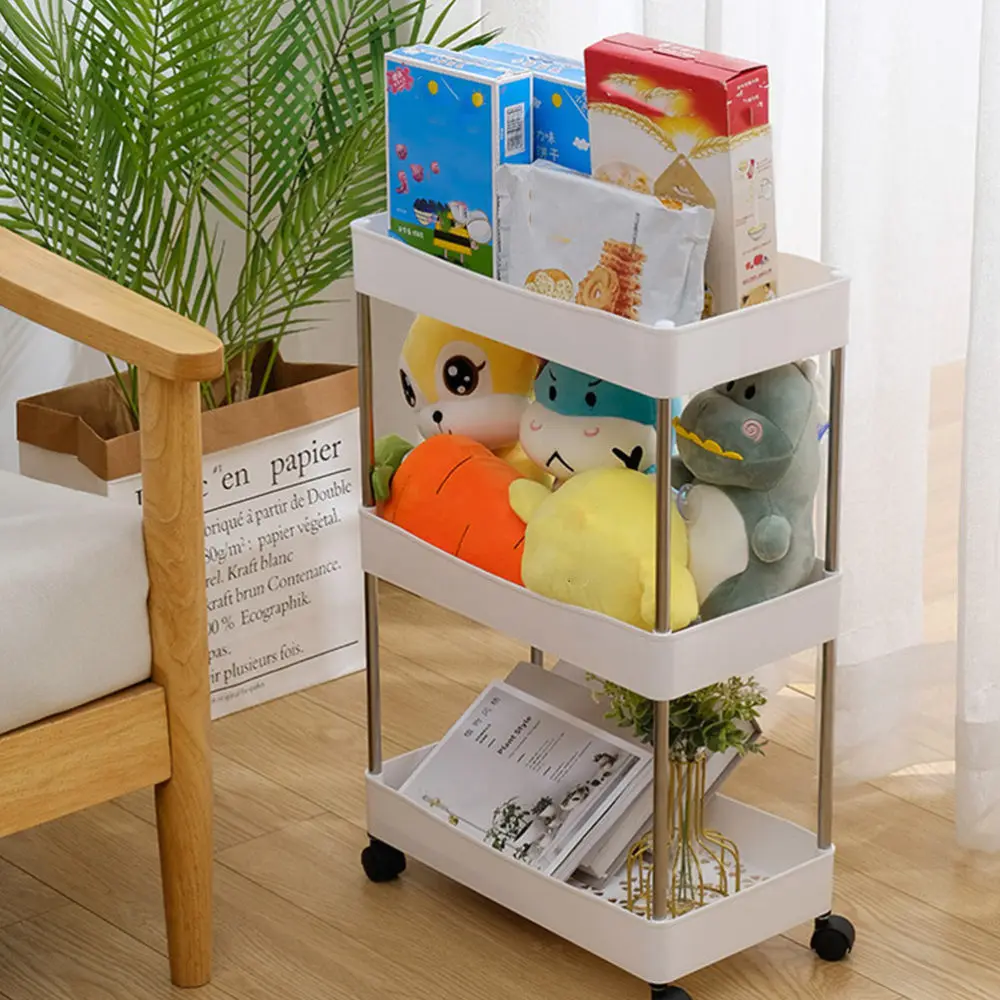 

1Pc Removable Multi-layer Trolley Storage Shelf Rolling Bathroom Storage Rack
