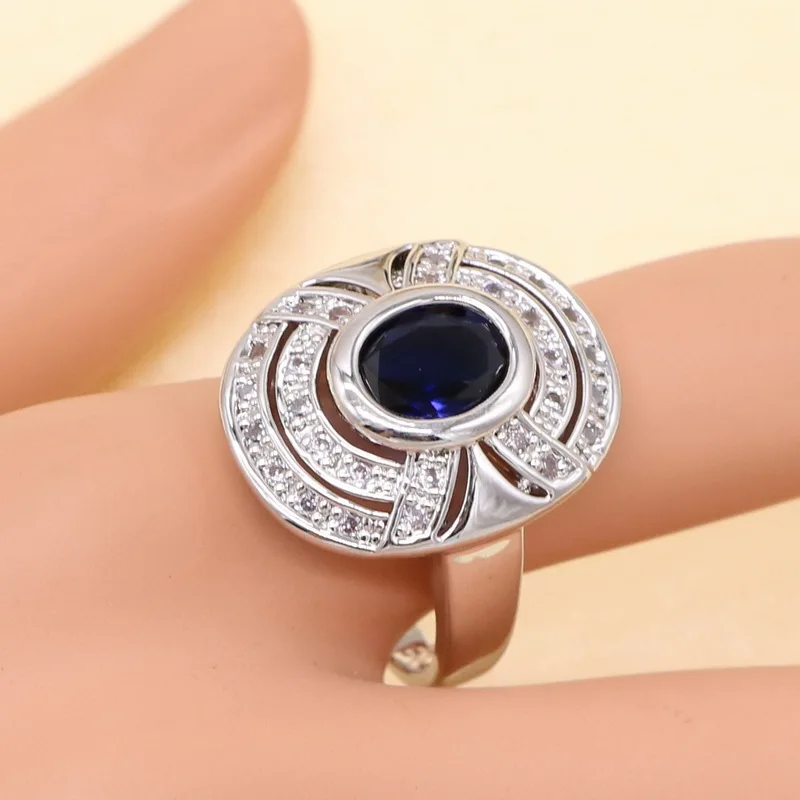 XUTAAYI Серебряные Ювелирные наборы для женщин синий кубический цирконий Белый