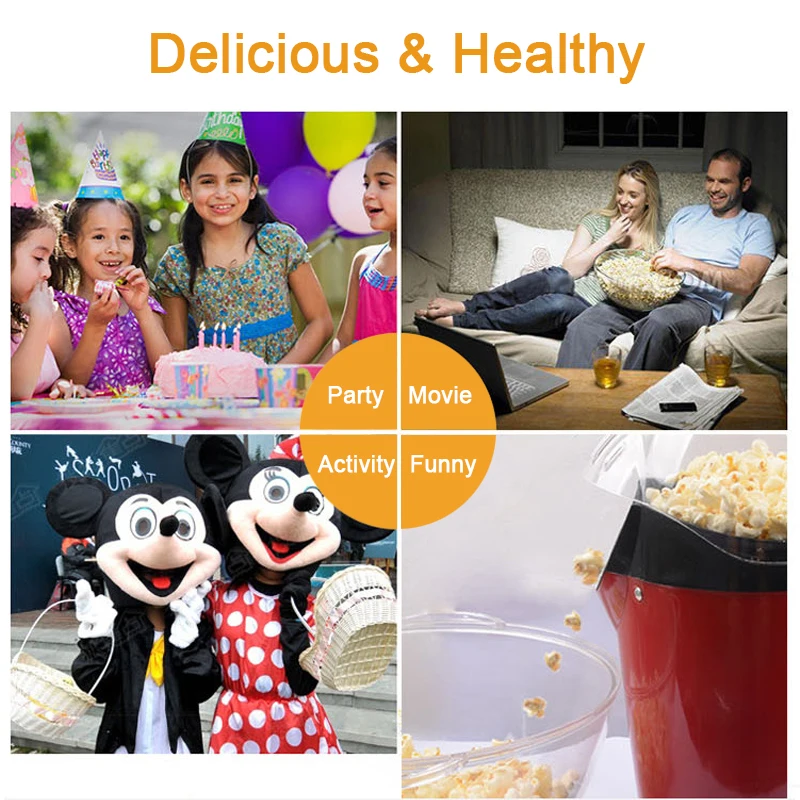 

New Home Hot Air Popcorn Popper Maker Microwave Machine Delicious & Healthy Gift Idea for Kids Home-made DIY Popcorn Movie Snack