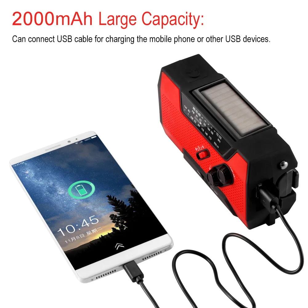 Hand Crank Radio Multi-Purpose Always In Power With SOS Alarm For Emergency Charger Bank LED Reading Lamp | Электроника