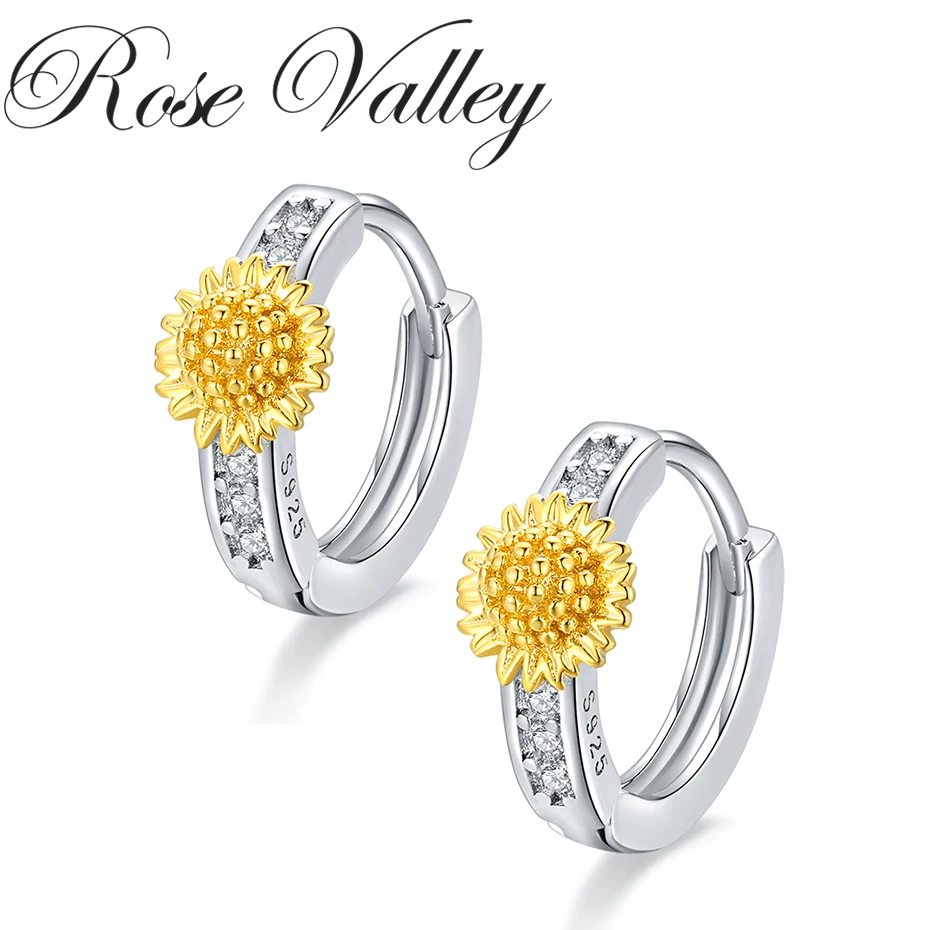 

Rose Valley Sunflower Earrings for Women Fashion Hoop Earrings CZ Jewelry Girls Birthday Gift YE010