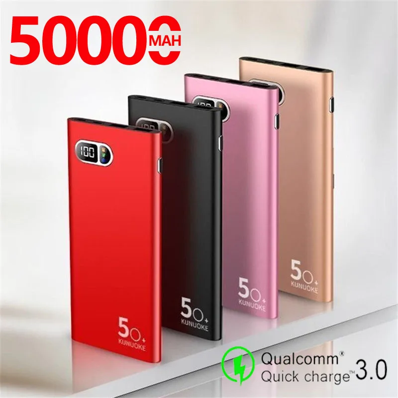 50000mAh внешний аккумулятор ультра тонкий телефон зарядное устройство Портативный