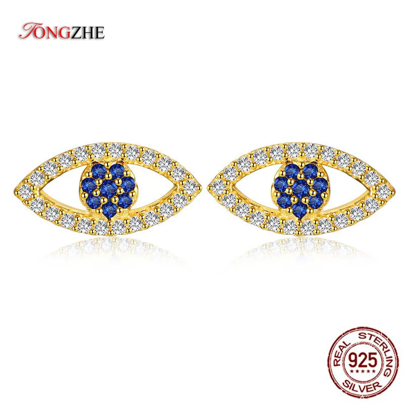 TONGZHE турецкие серьги гвоздики в виде счастливого глаза из стерлингового серебра