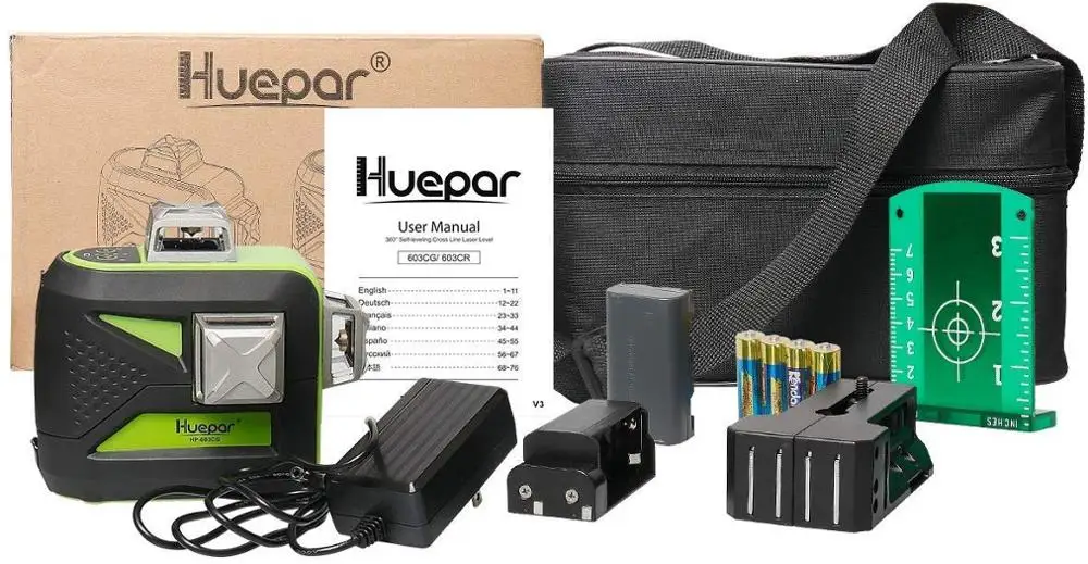 

HUEPAR Self-leveling Laser 603CG BT ,Cross Line Bluetooth Connectivity Green linelaserlevel,3D Laser Level