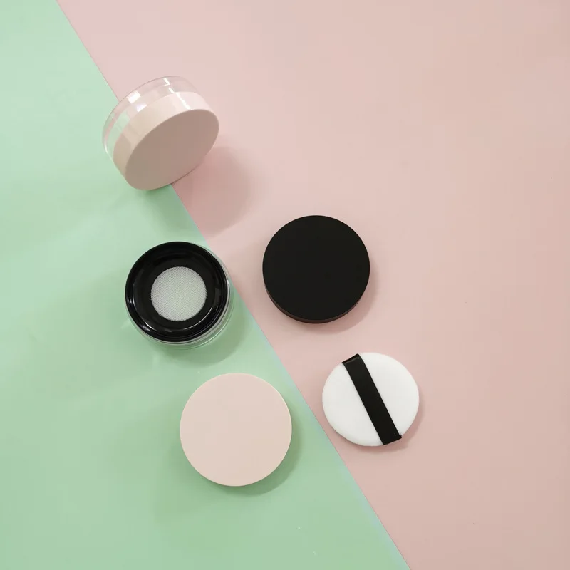 

Дорожный контейнер для макияжа, 50 шт., 10 г, портативный пустой просеиватель для косметики, горшок для пудры г, с пуховкой