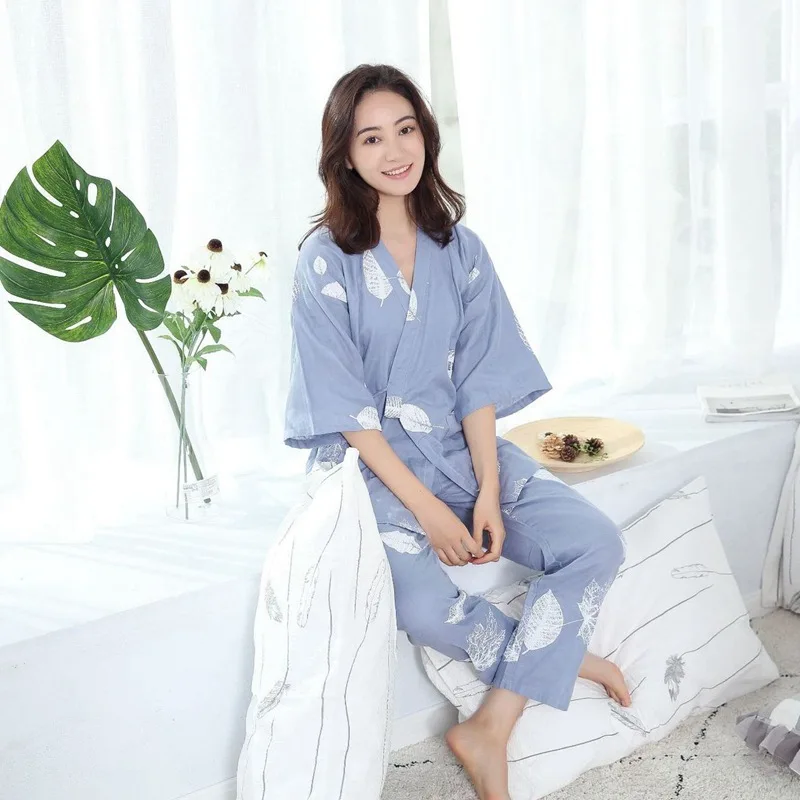Пикантный женский халат и штаны хлопковая одежда для сна из 2 предметов Женская