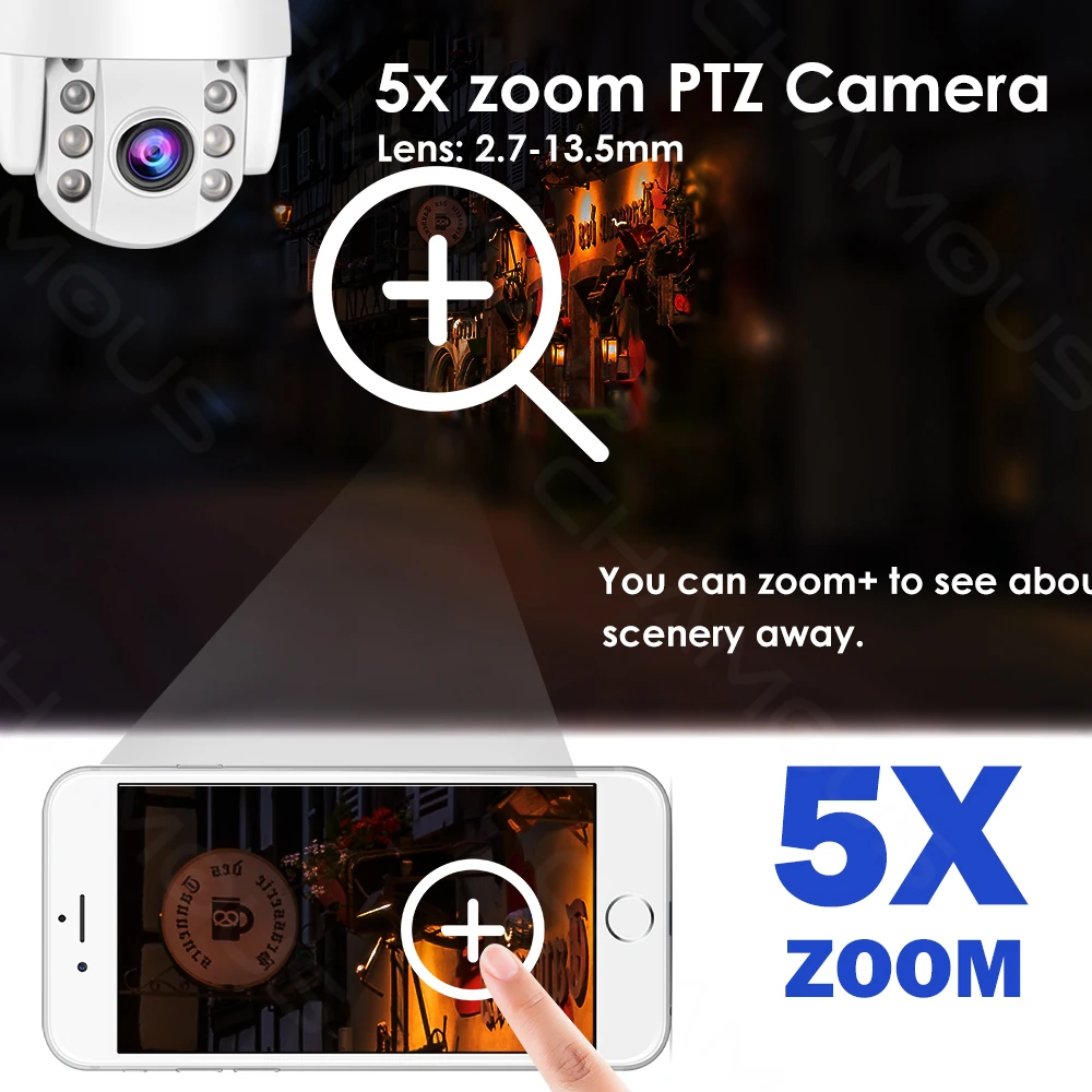 5-мегапиксельная наружная камера 4G sim-карта PTZ-камера 5-кратный зум CCTV Wi-Fi
