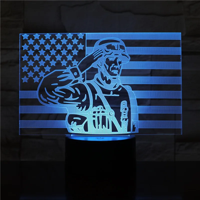 3D-2490 армейский солдат 3D светильник с оптической иллюзией сенсорный датчик