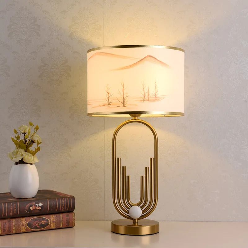 

Classical retro home lamp E27 table lamp, cloth lampshade, table lamp for bedroom, study and family reading